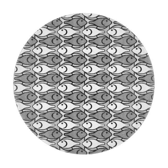 Moderner Fisch, grau, weiß und schwarz Schneidebrett (Vorderseite)