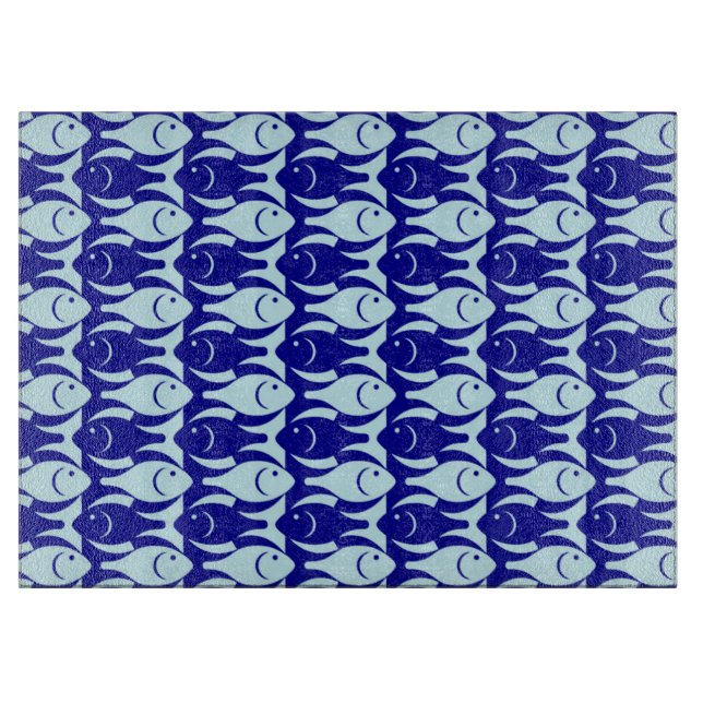 Moderner Fisch, Kobalt und hellblau Schneidebrett (Vorderseite)