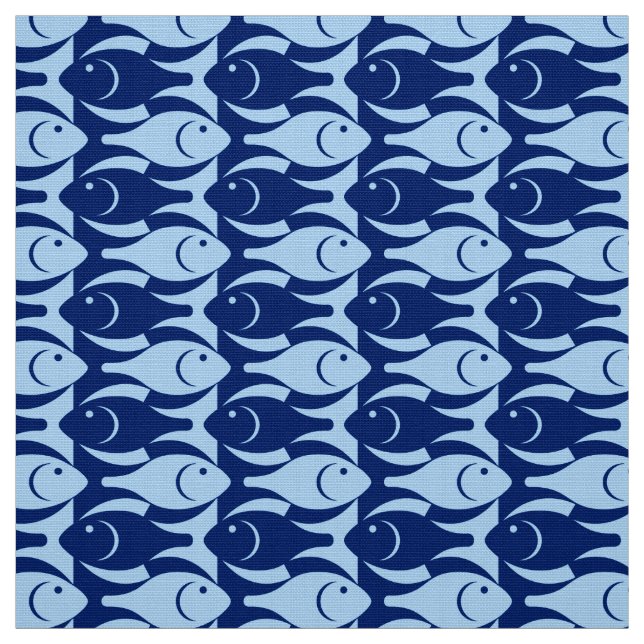 Moderner Fisch, Kobalt und hellblau Stoff (Muster)