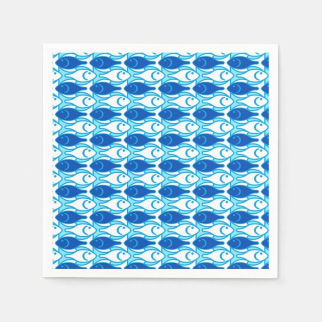 Moderner Fisch, kobaltblau Serviette (Vorderseite)