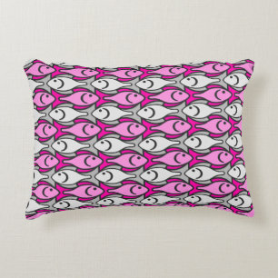 Moderner Fisch, rosa und grau aus dem Mittelalter Dekokissen