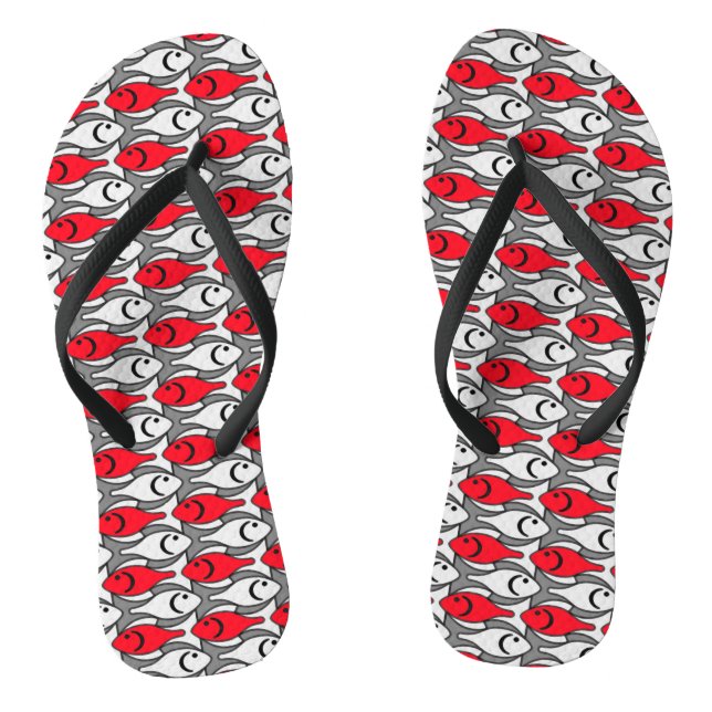 Moderner Fisch, rot und grau / grau Flip Flops (Fußbett)