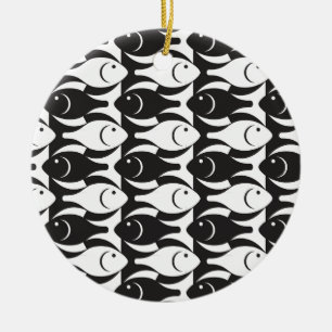 Moderner Fisch, schwarz-weiß Keramikornament