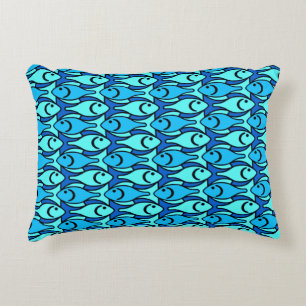 Moderner Fisch, Türkis und Aqua aus dem Mittelalte Dekokissen