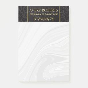 Moderner Floral Luxus schwarzer Golddampfer Klasse Post-it Klebezettel