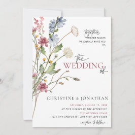 Moderner floraler Boho | Hochzeit von Wildblumen Einladung