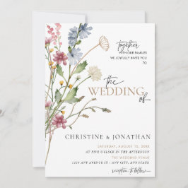 Moderner floraler Boho | Hochzeit von Wildblumen Einladung