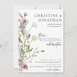 Moderner floraler Boho | Hochzeit von Wildblumen Einladung
