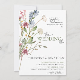 Moderner floraler Boho | Hochzeit von Wildblumen Einladung
