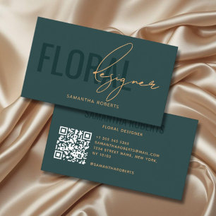 Moderner floraler Designer QR-Code grün Visitenkarte