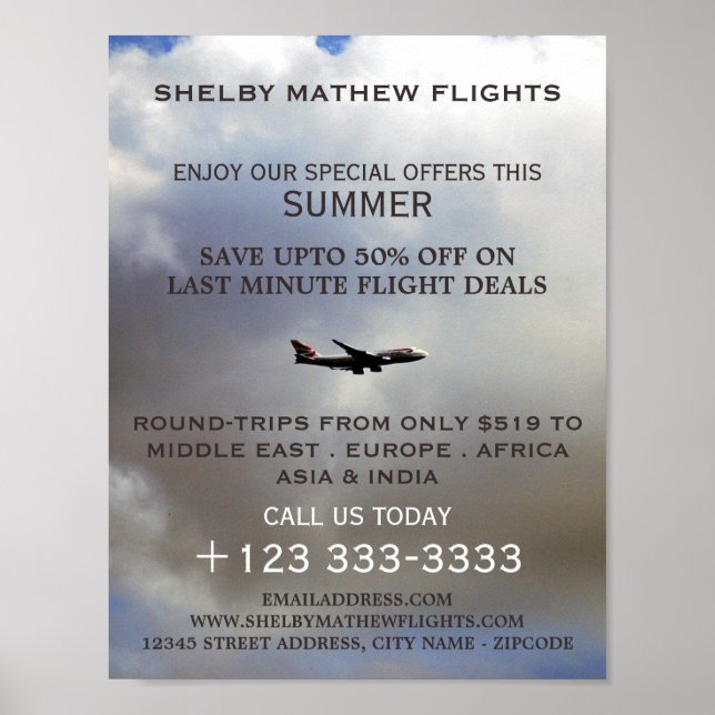 Moderner Flug, Werbung für Fluggesellschaften Poster (Vorne)