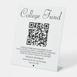 Moderner Fonds für Schwarz-weiße Uni - QR-Abschlus Sockelschild