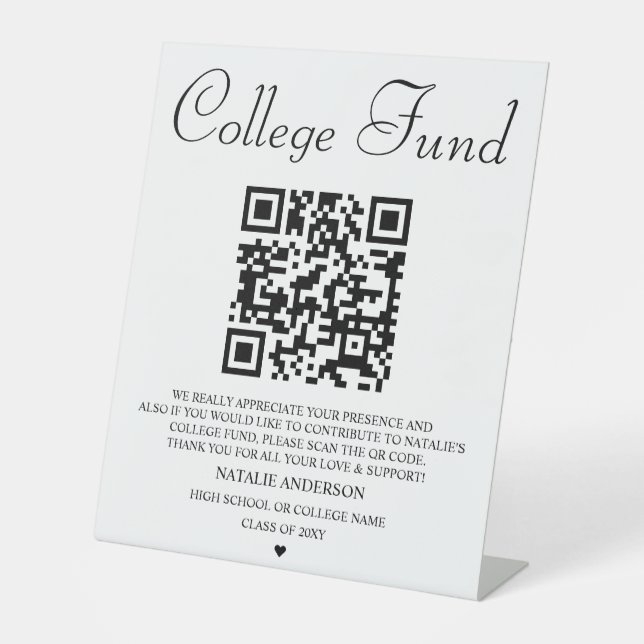 Moderner Fonds für Schwarz-weiße Uni - QR-Abschlus Sockelschild (Vorderseite)