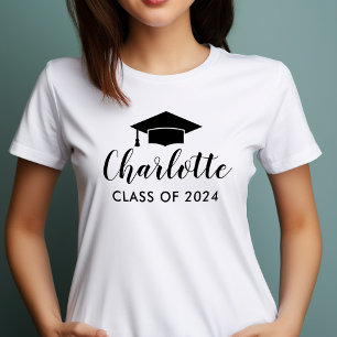 Moderner Foto-Abschluss 2025 für schwarze Schriftz T-Shirt