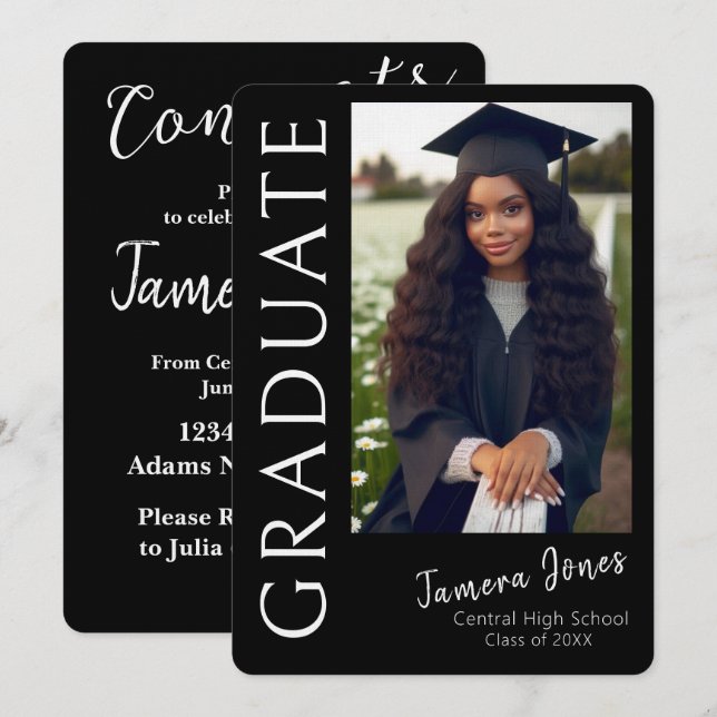 Moderner Foto Abschluss Einladung (Vorne/Hinten)