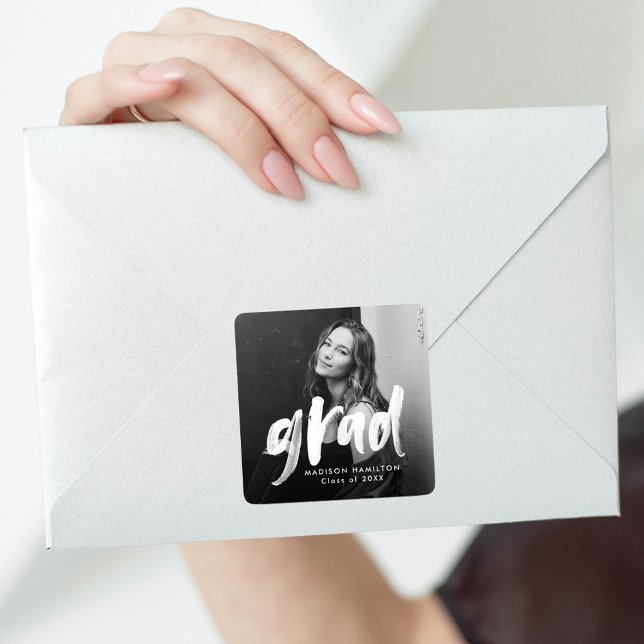 Moderner Foto-Abschluss für Pinsel Quadratischer Aufkleber (Von Creator hochgeladen)