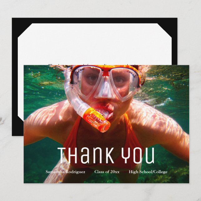 Moderner Foto Abschluss Vielen Dank Ankündigung (Vorne/Hinten)