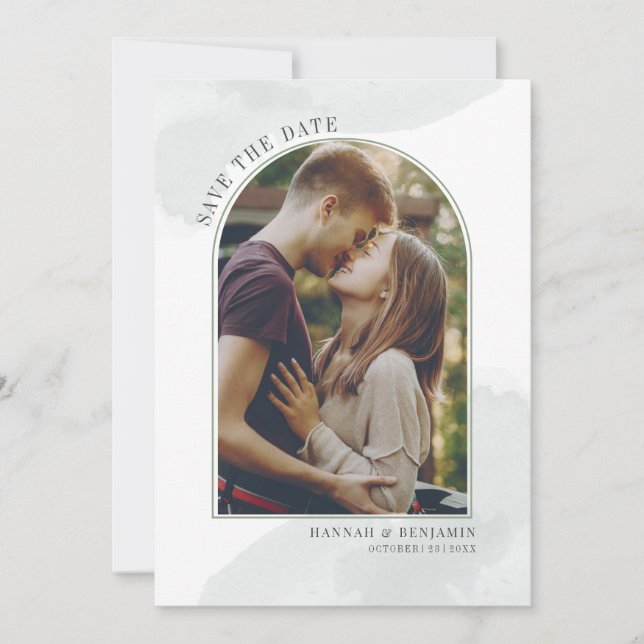 Moderner Foto Arch Blush Save The Date (Vorderseite)