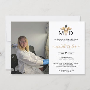 Moderner Foto Ärztin für Medizin Abschluss Einladung