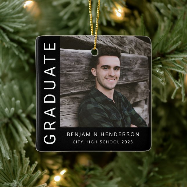 Moderner Foto Boy 2023 Abschluss Keramikornament (Baum)