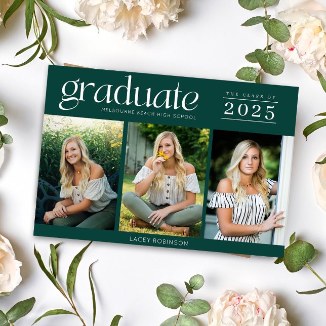 Moderner Foto Grüner High School Abschluss (Modern Photo Green High School Graduation)