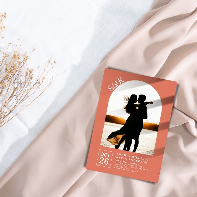 Moderner Foto I Terracotta I Wedding Einladung (Von Creator hochgeladen)