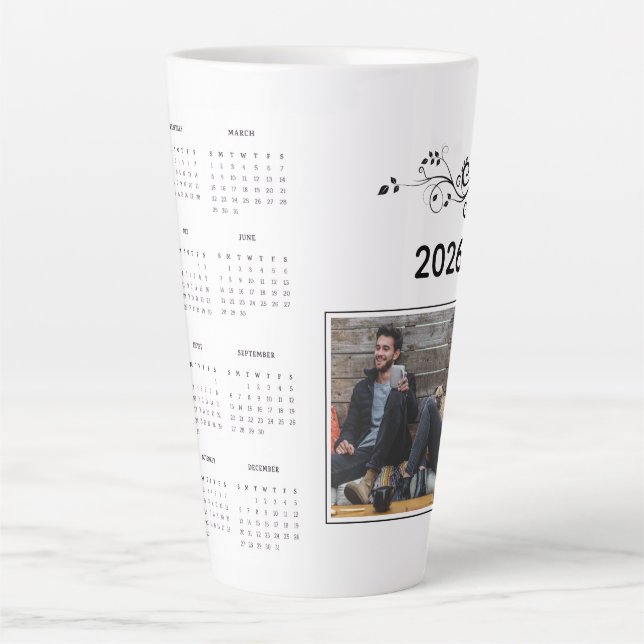 Moderner Foto-Kalender 2026 mit Foliage Milchtasse (Vorderseite)