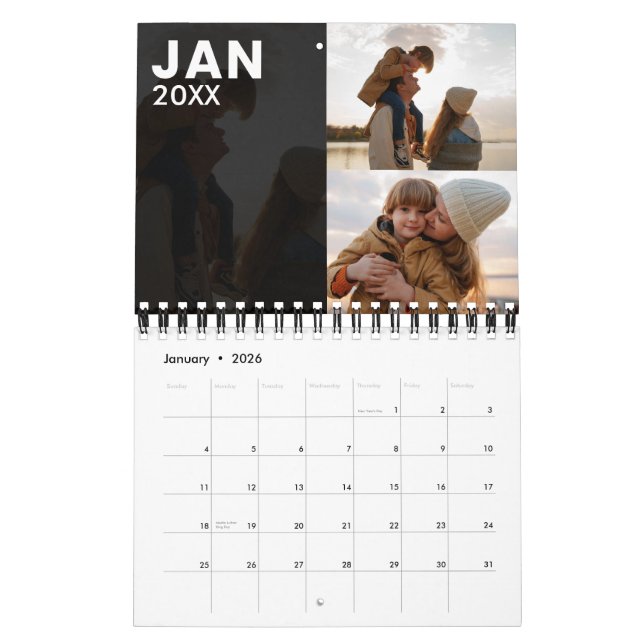 Moderner Foto Kalender grau (Jan 2026)