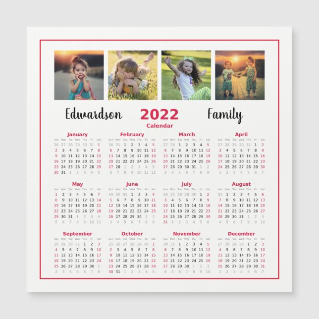 Moderner Foto-Sammlerkalender Magnetkarte (Vorderseite)