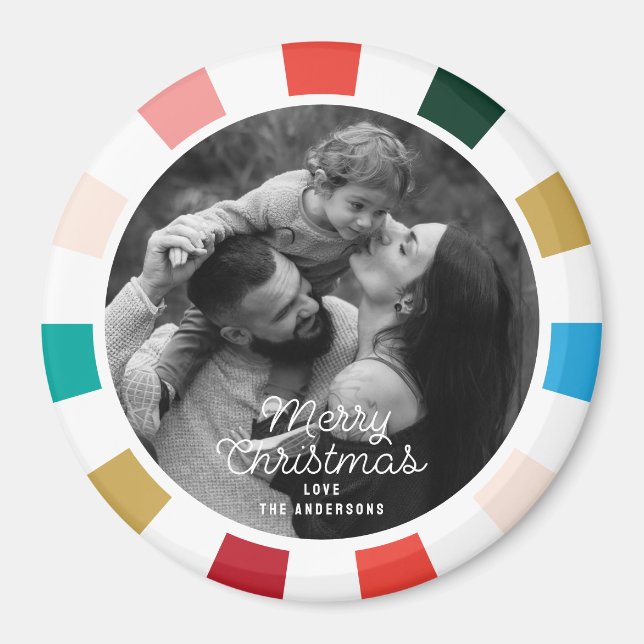 Moderner Foto-Urlaub mit farbenfrohen Schachbrette Magnet (Vorne)