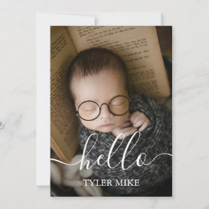 Moderner Fotocollage Custom Neugeborener Baby Boy Ankündigung