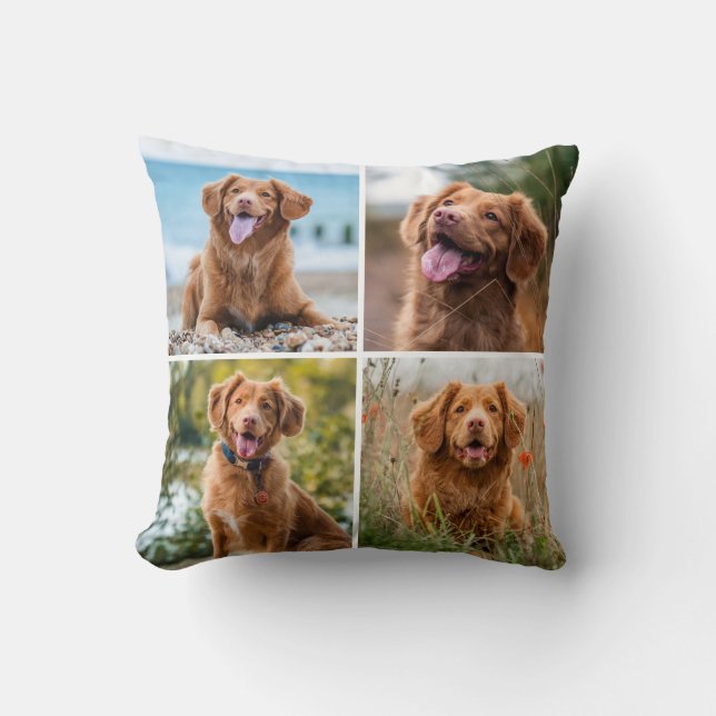 Moderner Fotomaterial Weißer Hund Kissen (Vorderseite)
