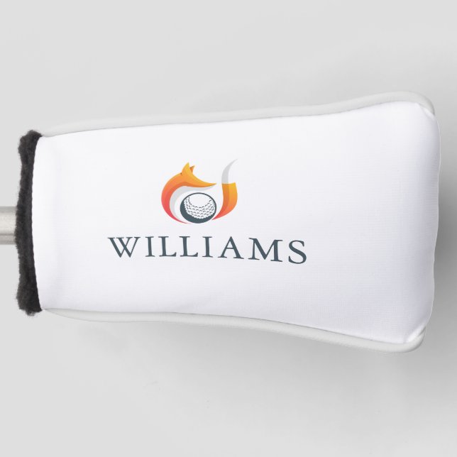 Moderner Fox- und Ball-Golf-Personalisierter Name Golf Headcover (Vorderseite)