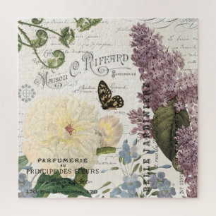 Moderner französischer Vintage-Blumengarten-Puzzle