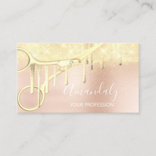 Moderner Friseur Coiffeur Schere Rose Gold VIP Visitenkarte
