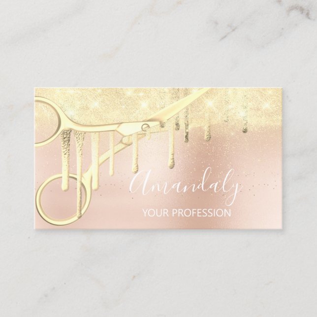 Moderner Friseur Coiffeur Schere Rose Gold VIP Visitenkarte (Vorderseite)
