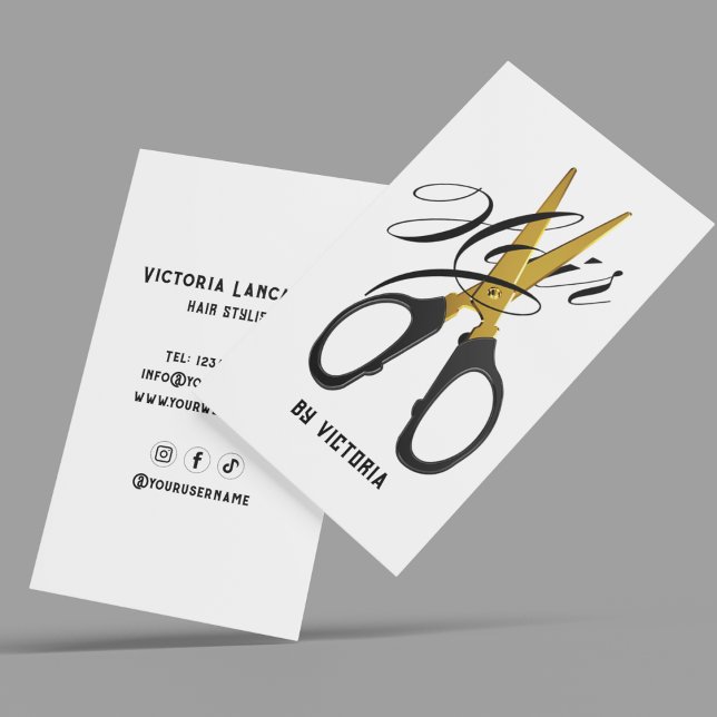 Moderner Friseur Gold Schere Visitenkarte (Von Creator hochgeladen)