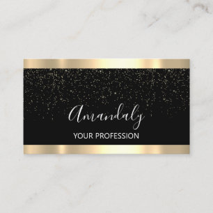 Moderner Friseur Golden Confetti Schwarz Visitenkarte