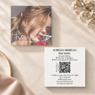 Moderner Friseur-QR-Code-Foto  Quadratische Visitenkarte