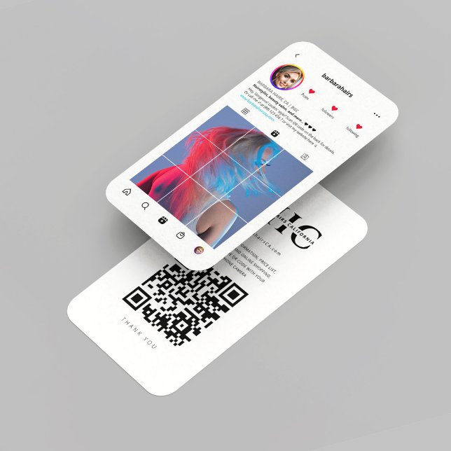 Moderner Friseur Schönheitssalon Instagram QR Visitenkarte (Modern Hairstylist Hair Beauty Salon Instagram QR monogram state Business Card
)