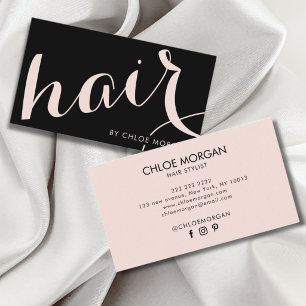 Moderner Friseur-Script schwarzer Blush-Pinkton Visitenkarte