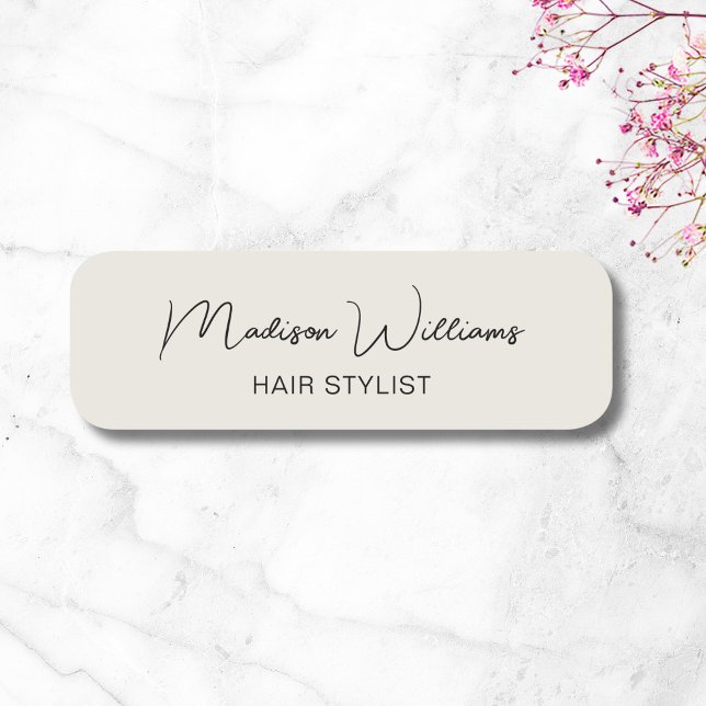 Moderner Friseur Stylist Salon Namensschild (Modern Hair Stylist Salon Name Tag)