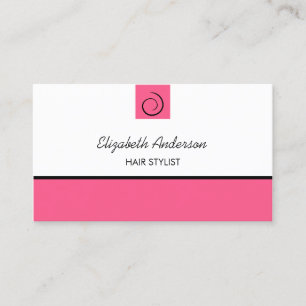 Moderner Friseursalon Preppy Pink Black Hair Salon Visitenkarte