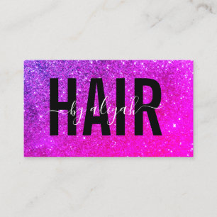 Moderner Friseursalon Typografie Lila Glitzer Visitenkarte