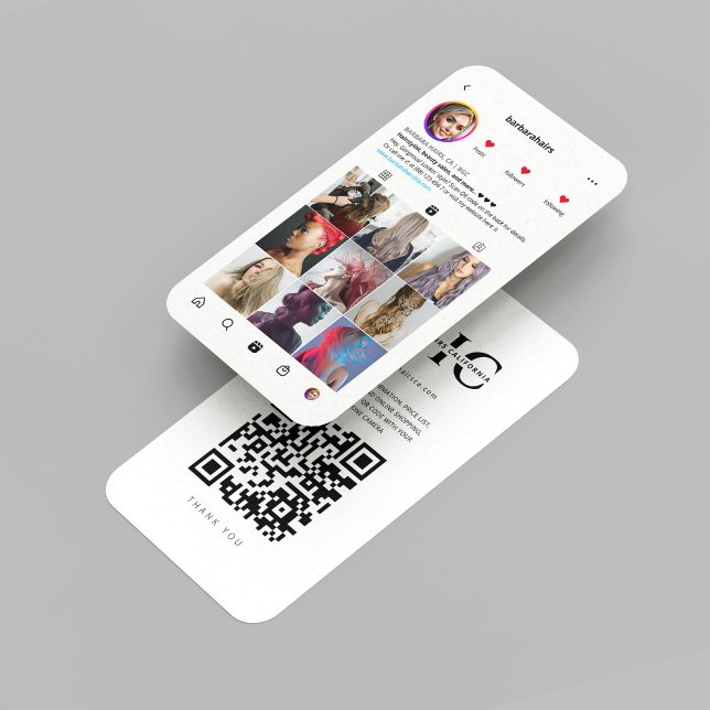 Moderner Frisör-Salon Visitenkarte (Modern Hair Beauty Salon Hairstylist Instagram QR Business Card
)