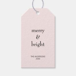Moderner frohe und helle Weihnachten Rosa Schwarze Geschenkanhänger