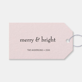 Moderner frohe und helle Weihnachten Rosa Schwarze Geschenkanhänger