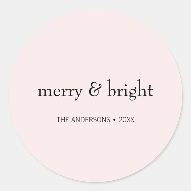 Moderner frohe und helle Weihnachten Rosa Schwarze Runder Aufkleber (Vorderseite)