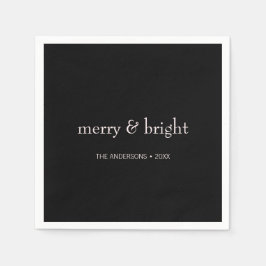 Moderner frohe und helle Weihnachten Rosa Schwarze Serviette