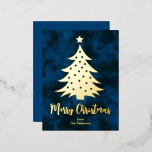 Moderner froher Weihnachtsbaum Individuelle Name B Folien Feiertagspostkarte